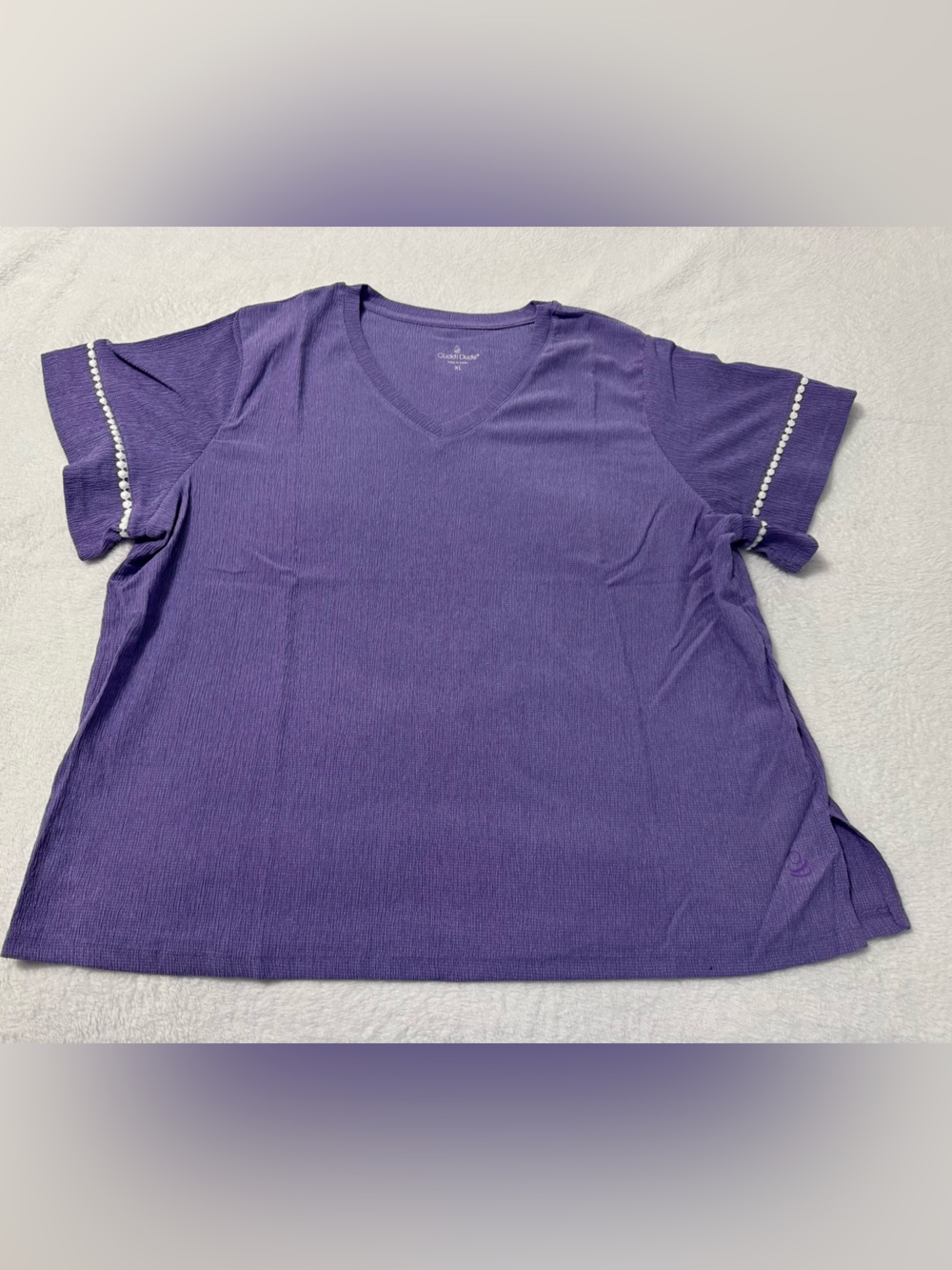 Cuddl Duds Crepe Knit V-neck Top Purple Size XL - Picture 1 of 7